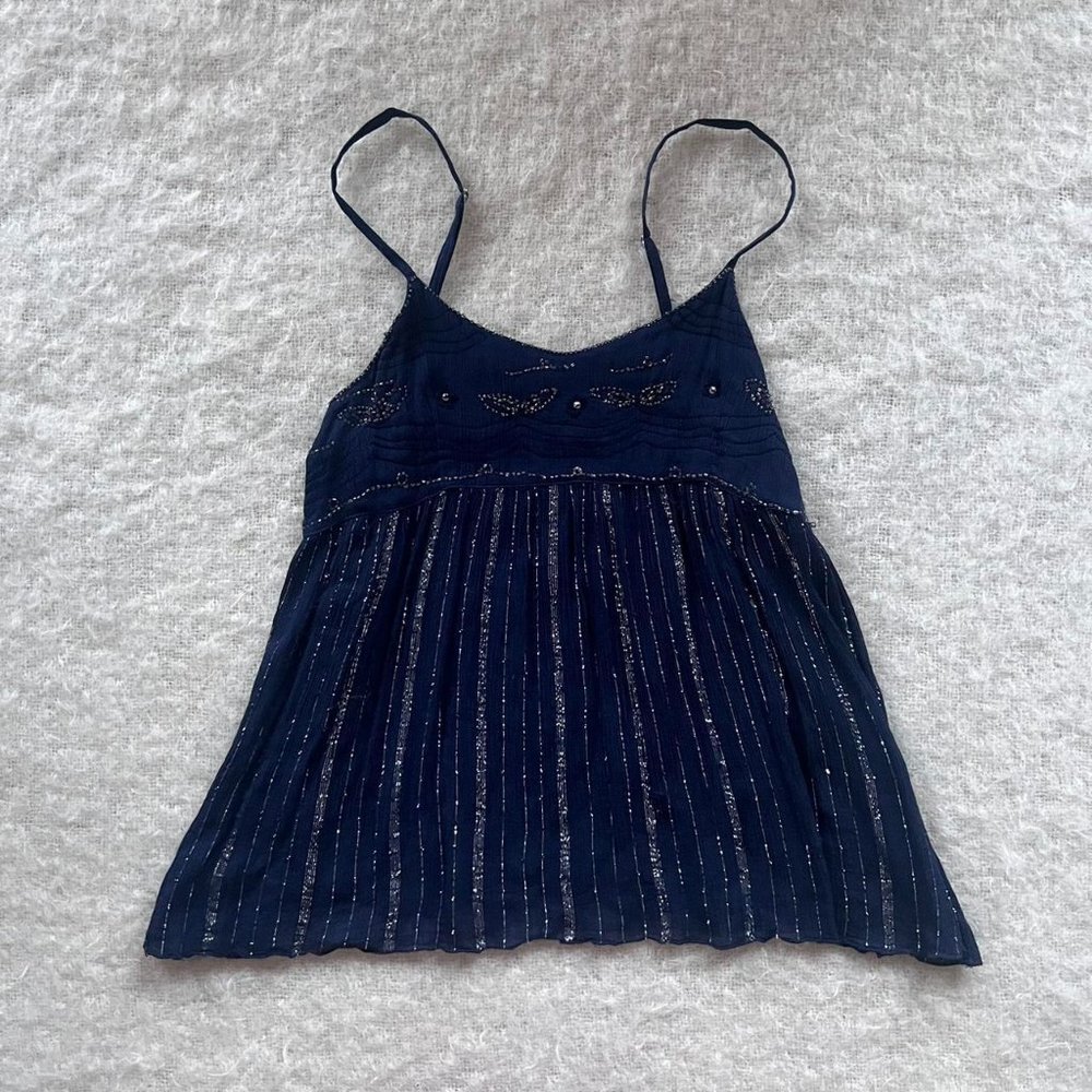 Women's Beaded Navy Vest